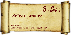 Bérdi Szabina névjegykártya