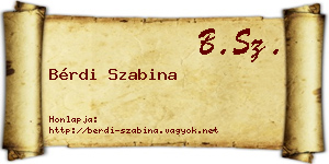 Bérdi Szabina névjegykártya